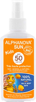 Детское солнцезащитное молочко БИО (UVA, UVB) SPF 50+ для детей с 3-х лет. Спрей 125г. ALPHANOVA SUN